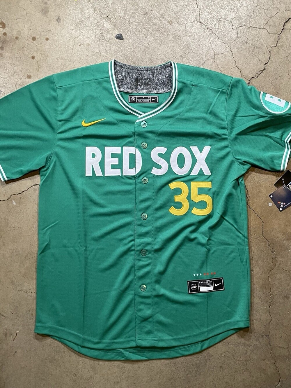 Garret Crochet #35 Mens Stitched Red Sox City Connect Green Jersey M